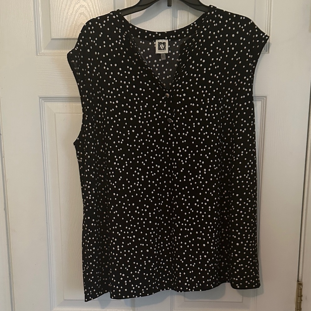 Anne Klein Black and White Polka Dot Blouse